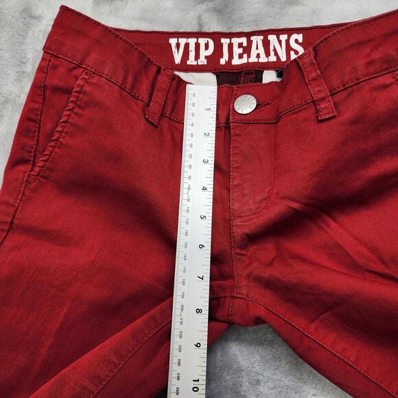V.I.P. Jeans Women 5/6 Red Low Rise Skinny Ankle Stretch Denim Casual Rocker - Picture 9 of 12
